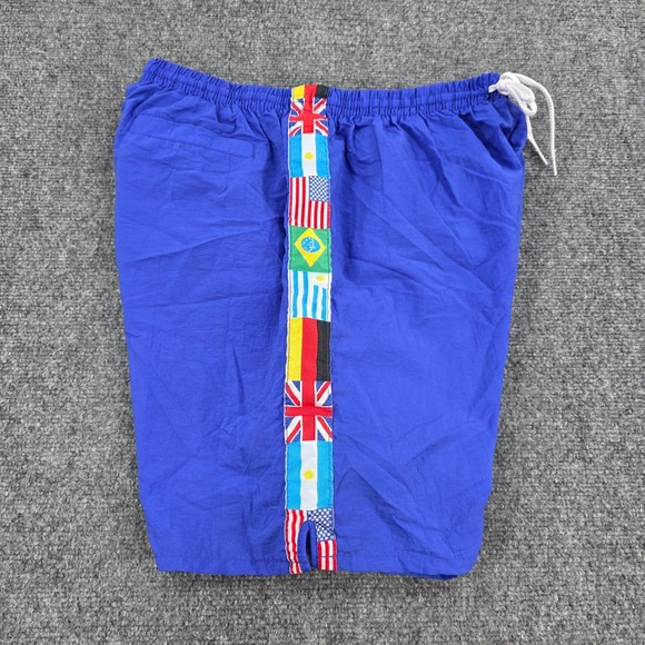 Vintage Mitre Men's Blue Nylon Athletic Shorts International Flag Size L Soccer - Picture 6 of 7